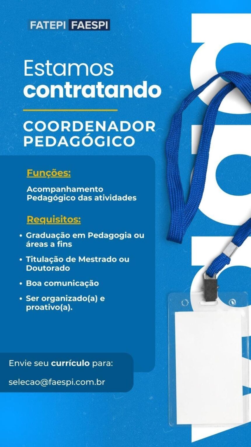 Vaga para Coordenador Pedagógico