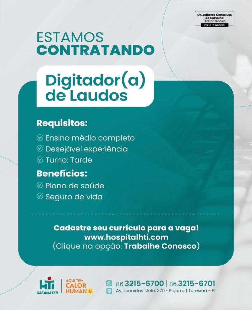 Vaga para Digitador(a) de Laudos