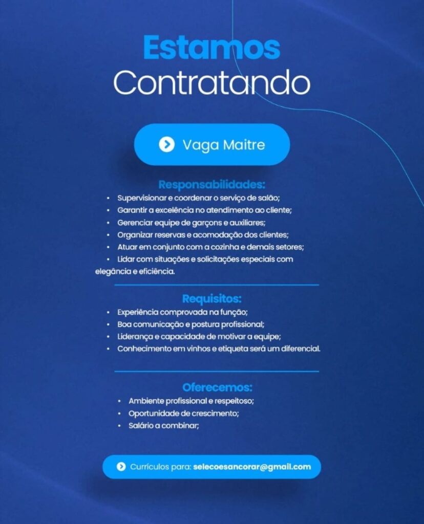 Vaga para Maître
