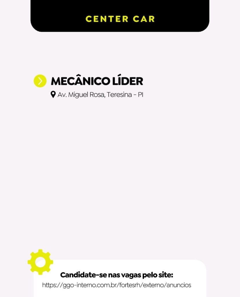 Vaga para Mecânico Líder