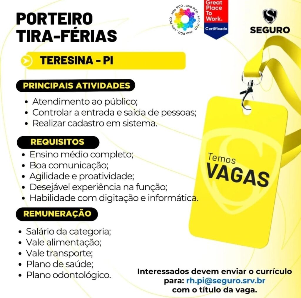 Vaga para Porteiro Tira-Férias