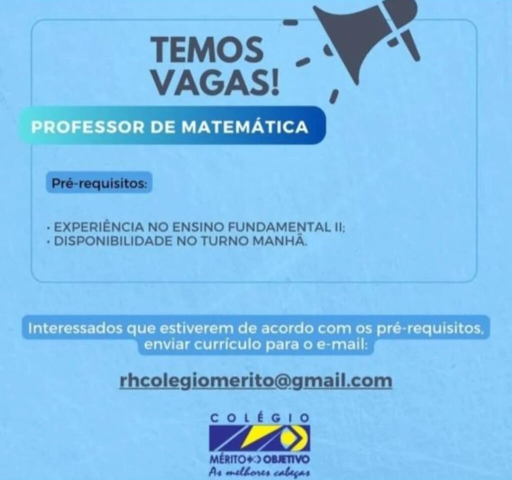 Vaga para Professor de Matemática