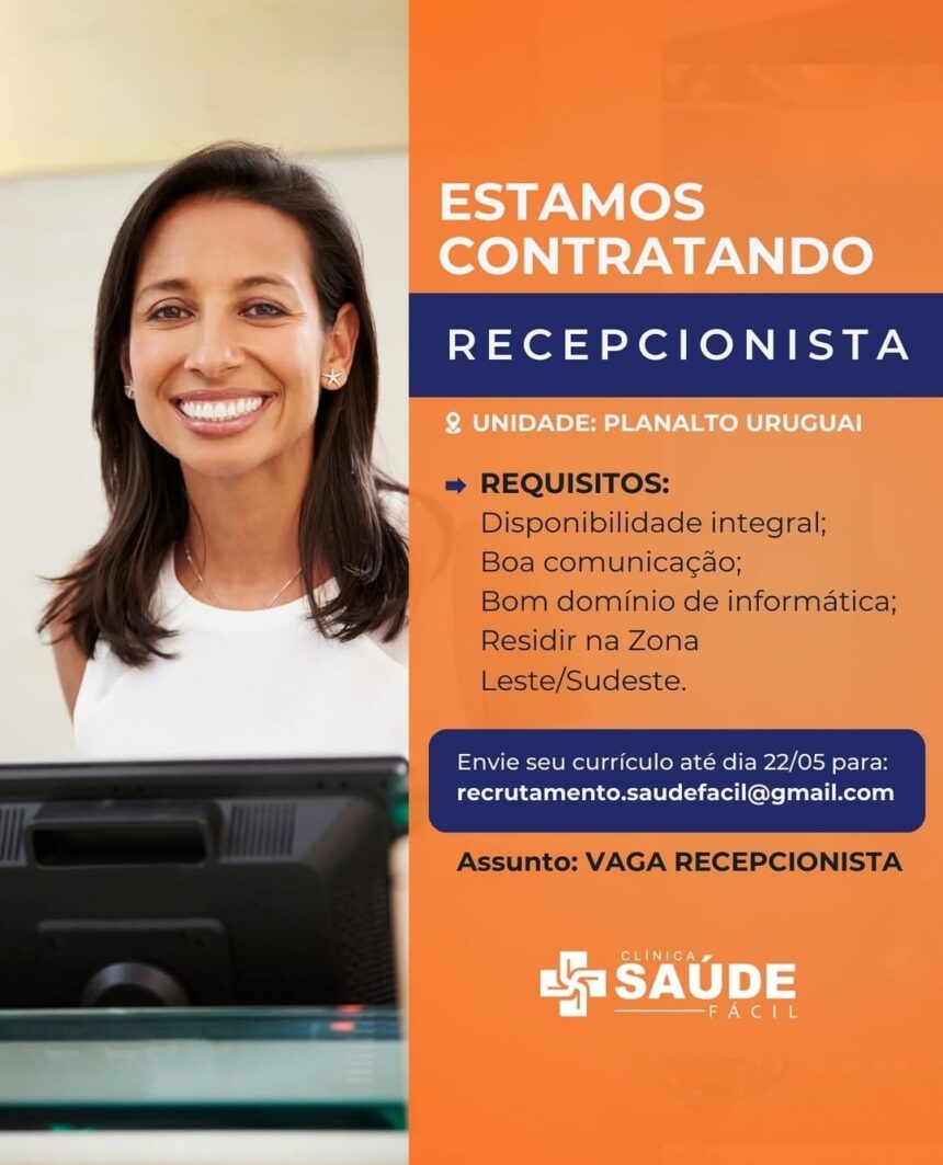 Vaga para Recepcionista