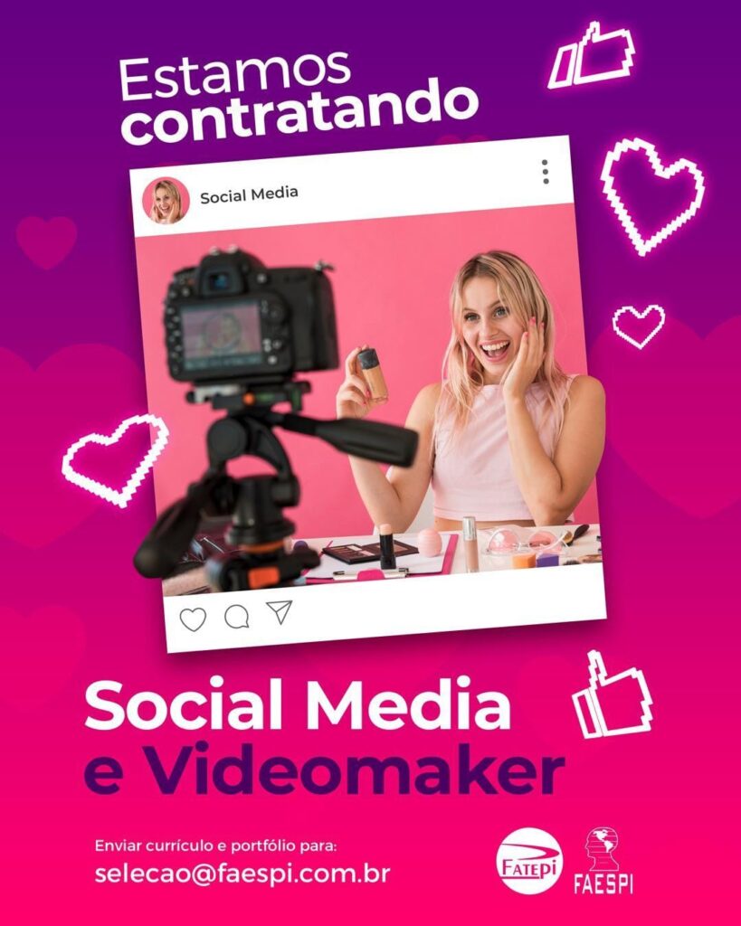 Vaga para Social Media e Videomaker