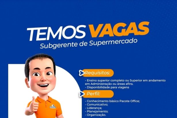 Vaga para Subgerente de Supermercado