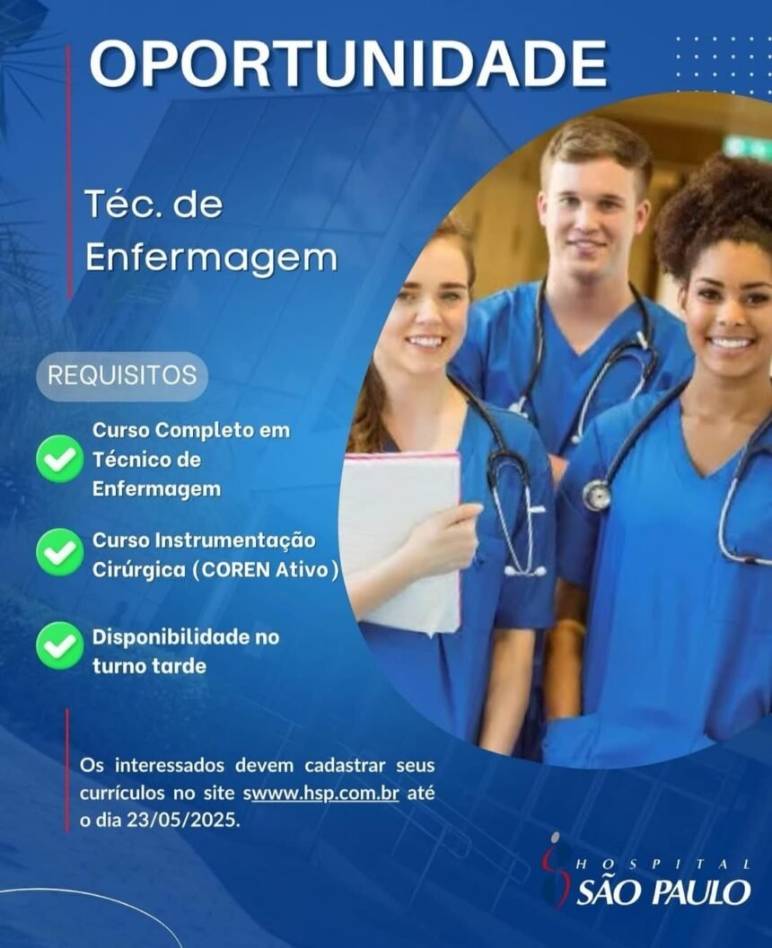 Vaga para Técnico de Enfermagem
