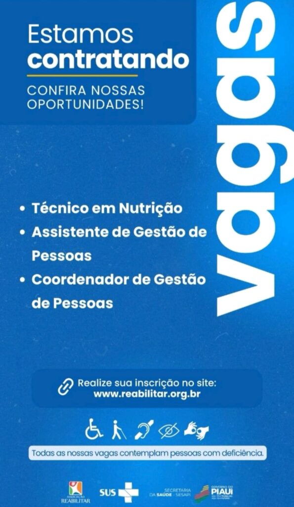 Vaga para Técnico em Nutrição, Assistente de Gestão de Pessoas e Coordenador de Gestão de Pessoas