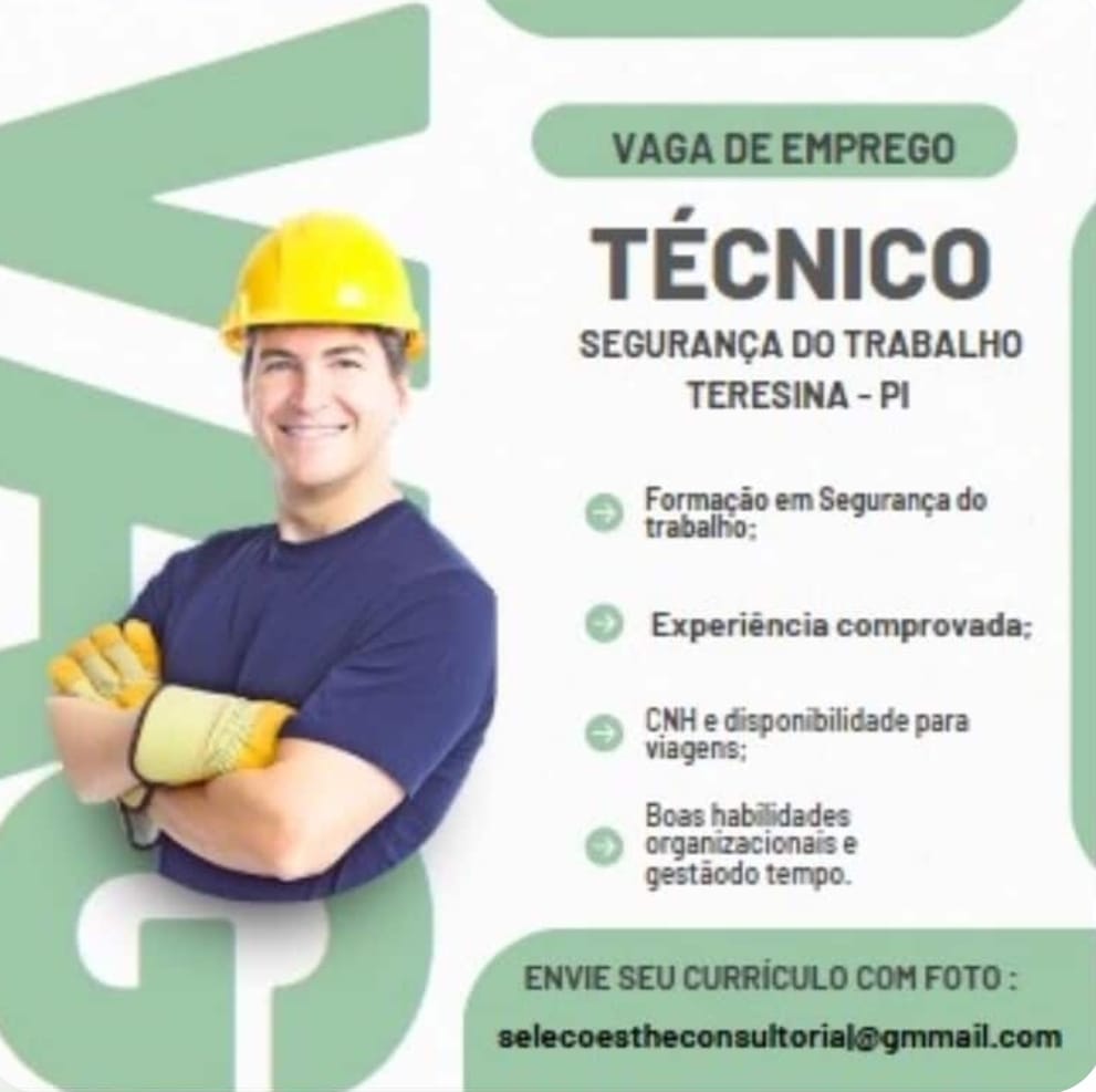Vaga para Técnico em Segurança do Trabalho