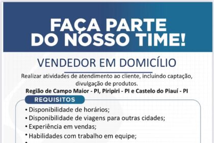 Vaga para Vendedor em Domicílio