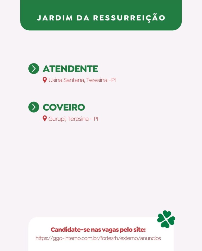 Vagas para Atendente e Coveiro