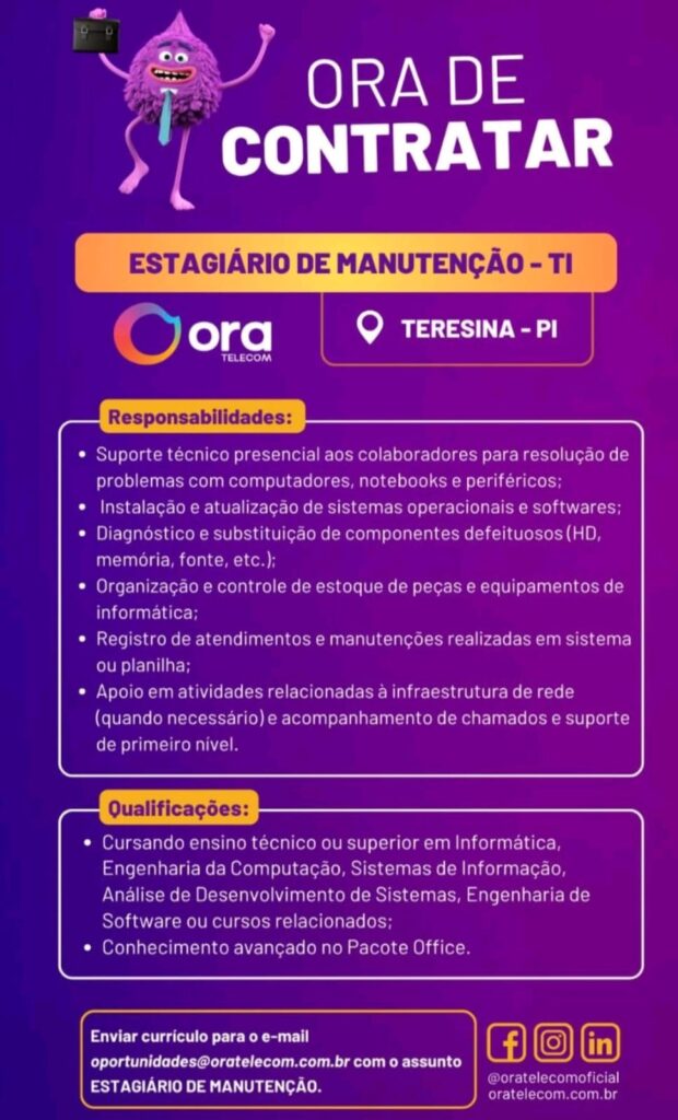 Vaga de Estágio para Manutenção - TI