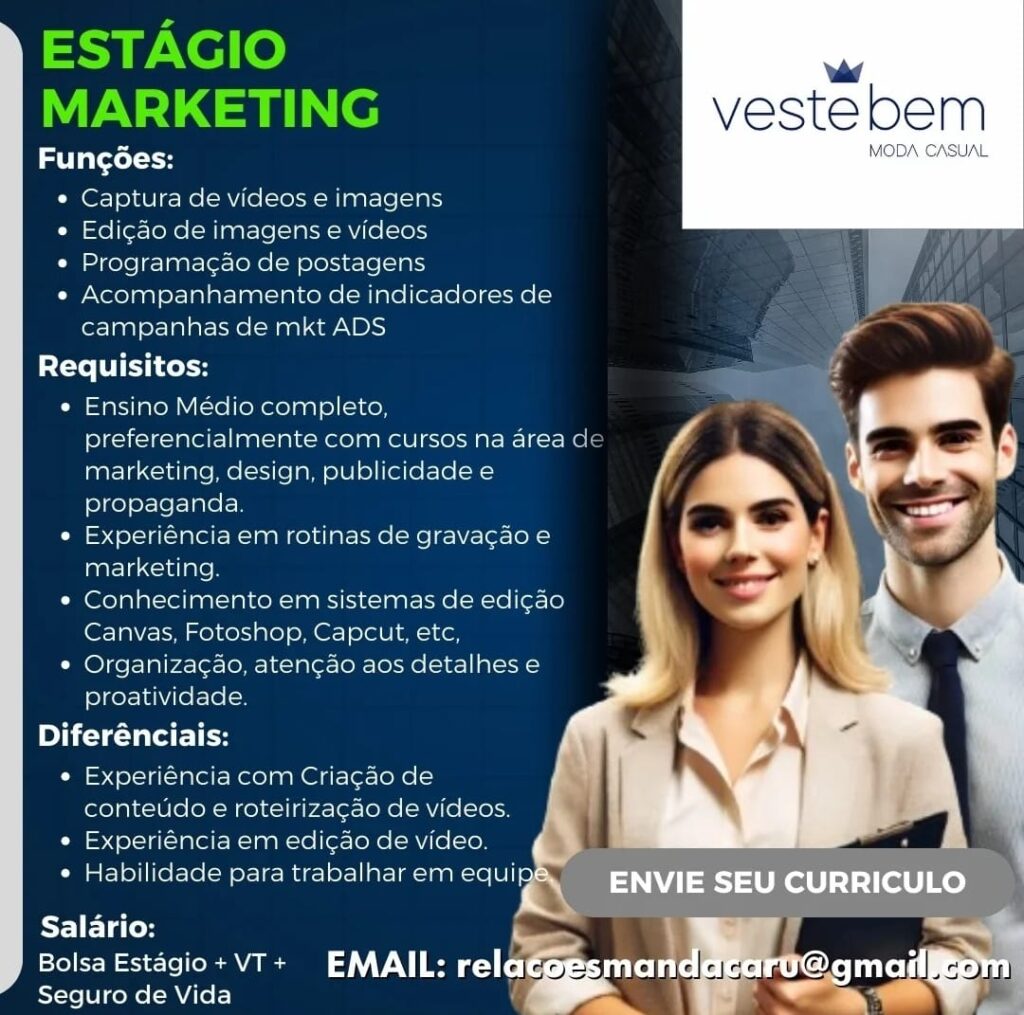 Vaga de Estágio para Marketing