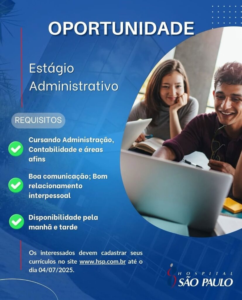 Vaga de estágio para Administração
