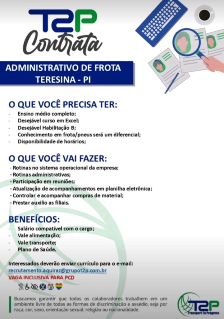 Vaga para Administrativo de Frota