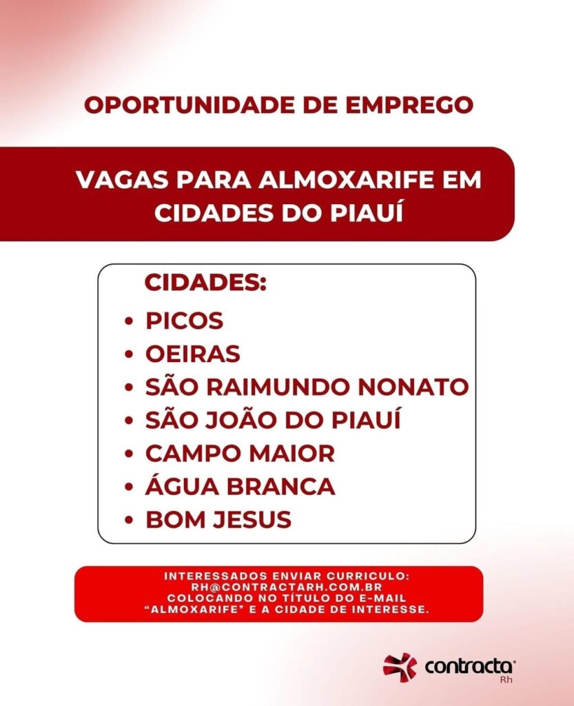 Vaga para Almoxarife no Piauí