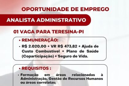 Vaga para Analista Administrativo