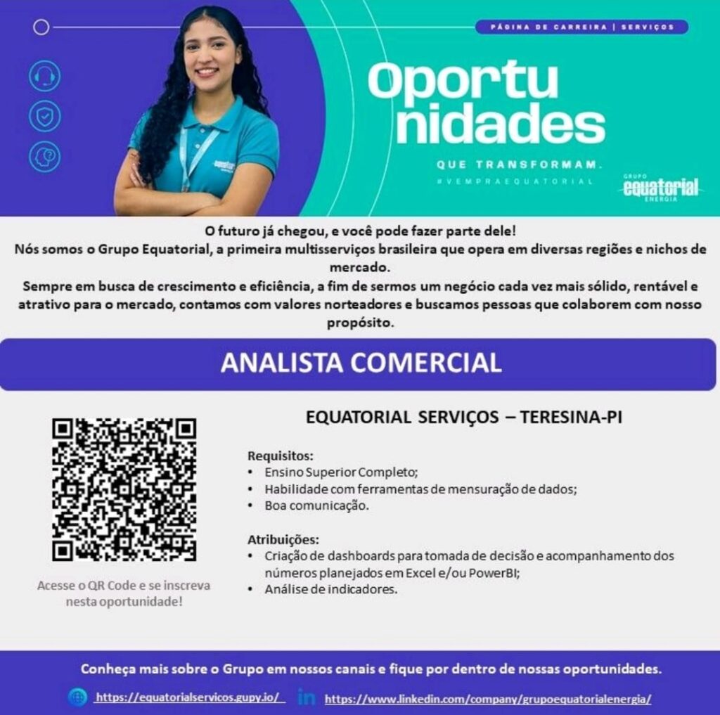 Vaga para Analista Comercial