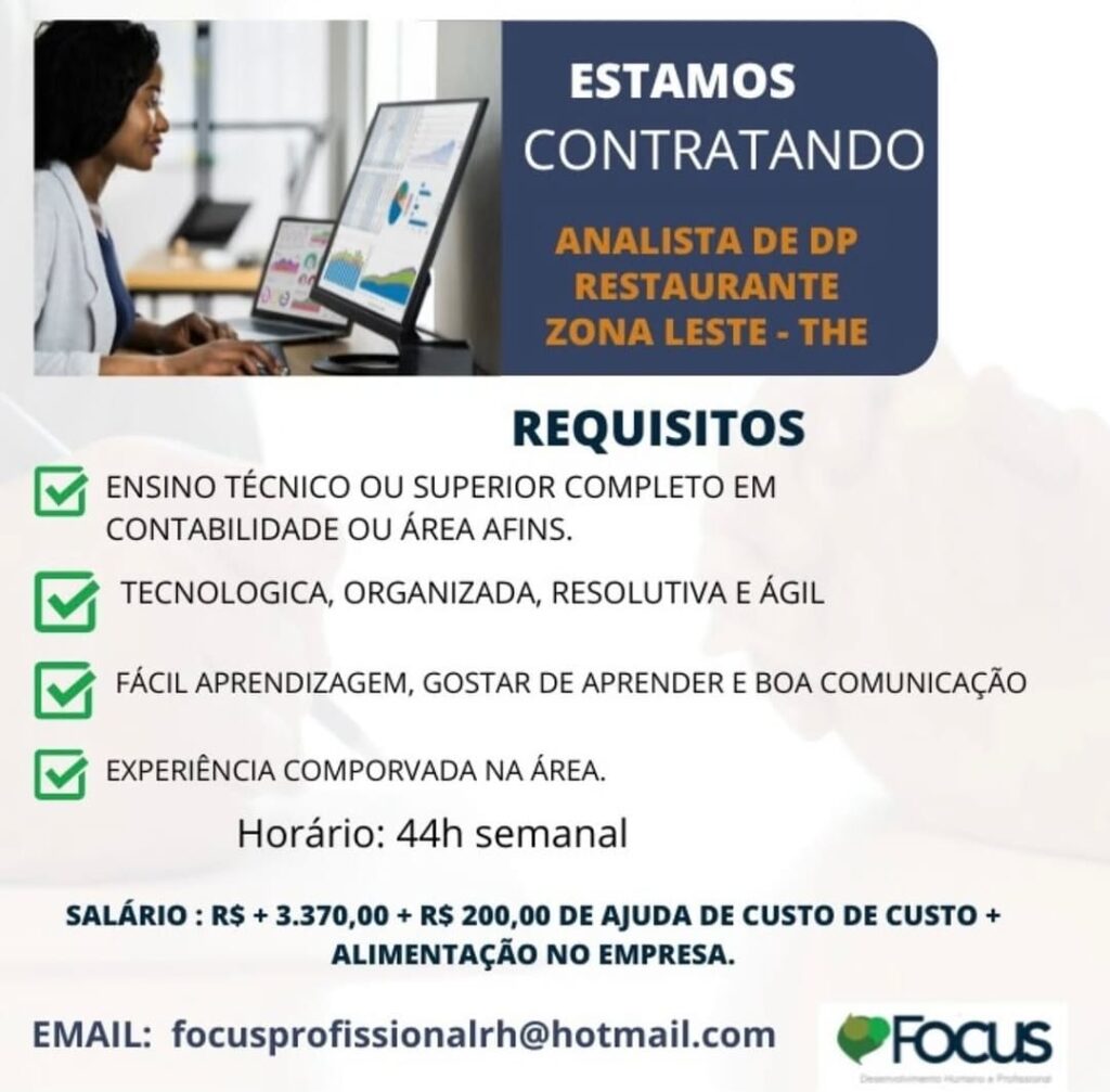 Vaga para Analista de DP