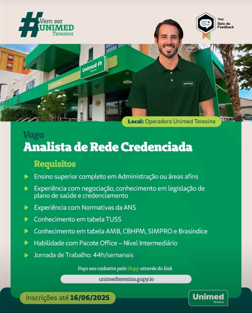 Vaga para Analista de Rede Credenciada