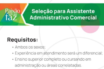 Vaga para Assistente Adm Comercial