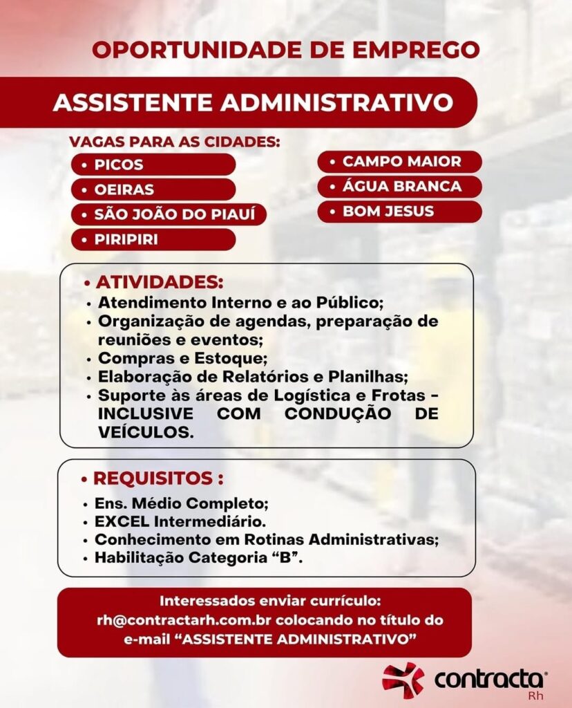 Vaga para Assistente Administrativo