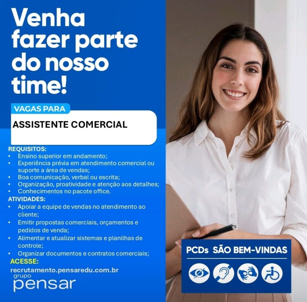 Vaga para Assistente Comercial