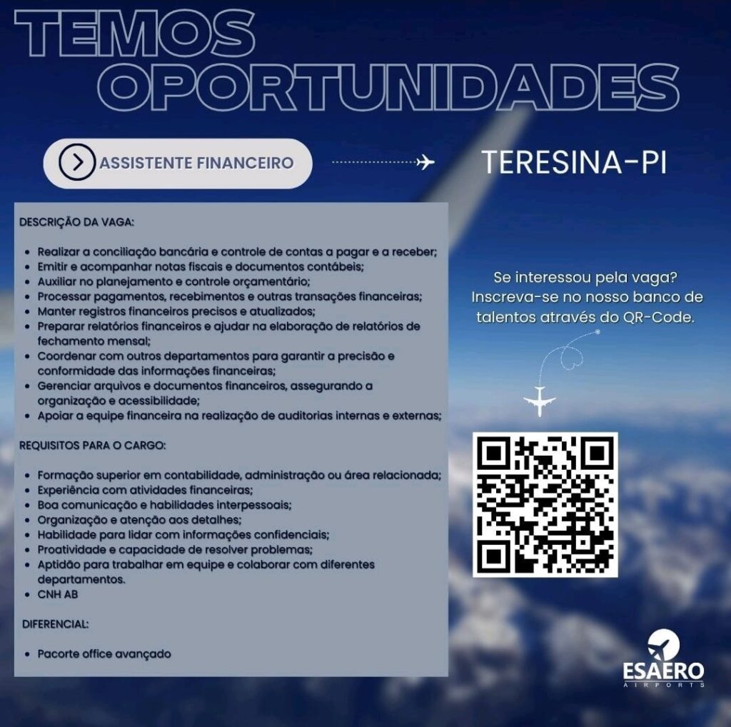 Vaga para Assistente Financeiro