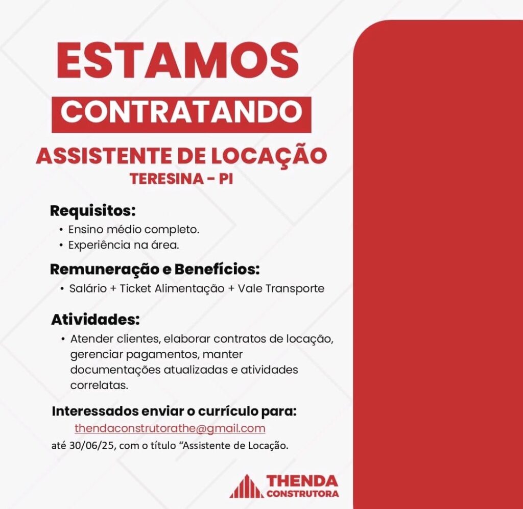 Vaga para Assistente de Locação