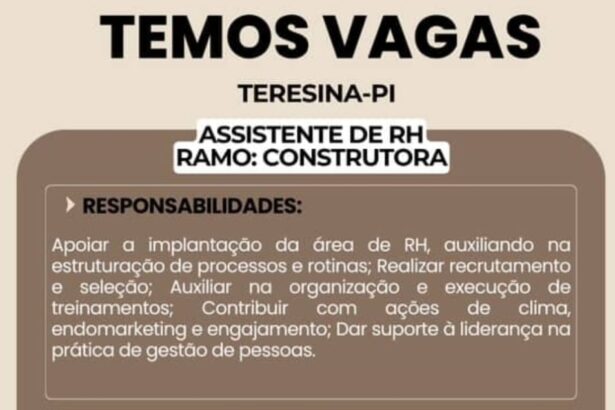Vaga para Assistente de RH