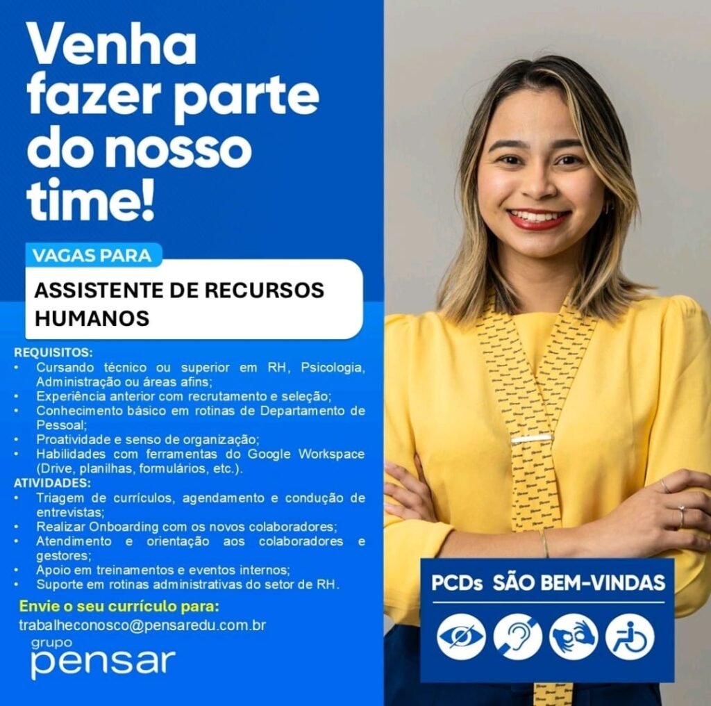 Vaga para Assistente de RH
