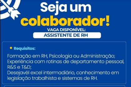 Vaga para Assistente de RH