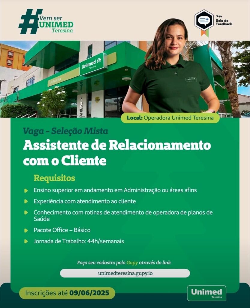 Vaga para Assistente de Relacionamento com o Cliente