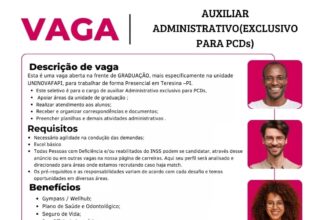 Vaga para Auxiliar Administrativo (PCD)