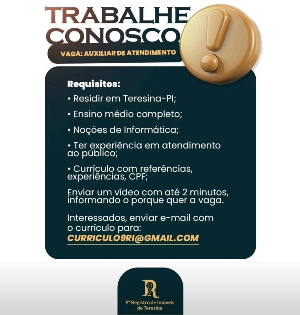 Vaga para Auxiliar de Atendimento