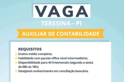 Vaga para Auxiliar de Contabilidade