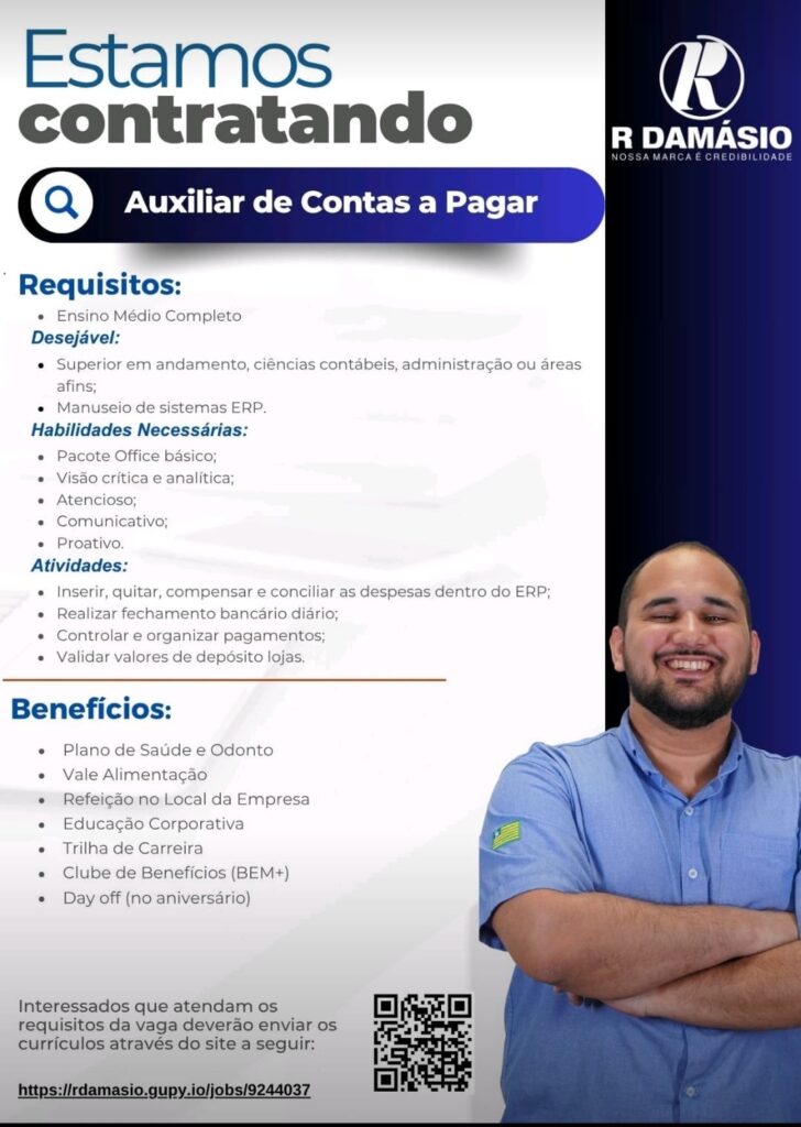 Vaga para Auxiliar de Contas a Pagar