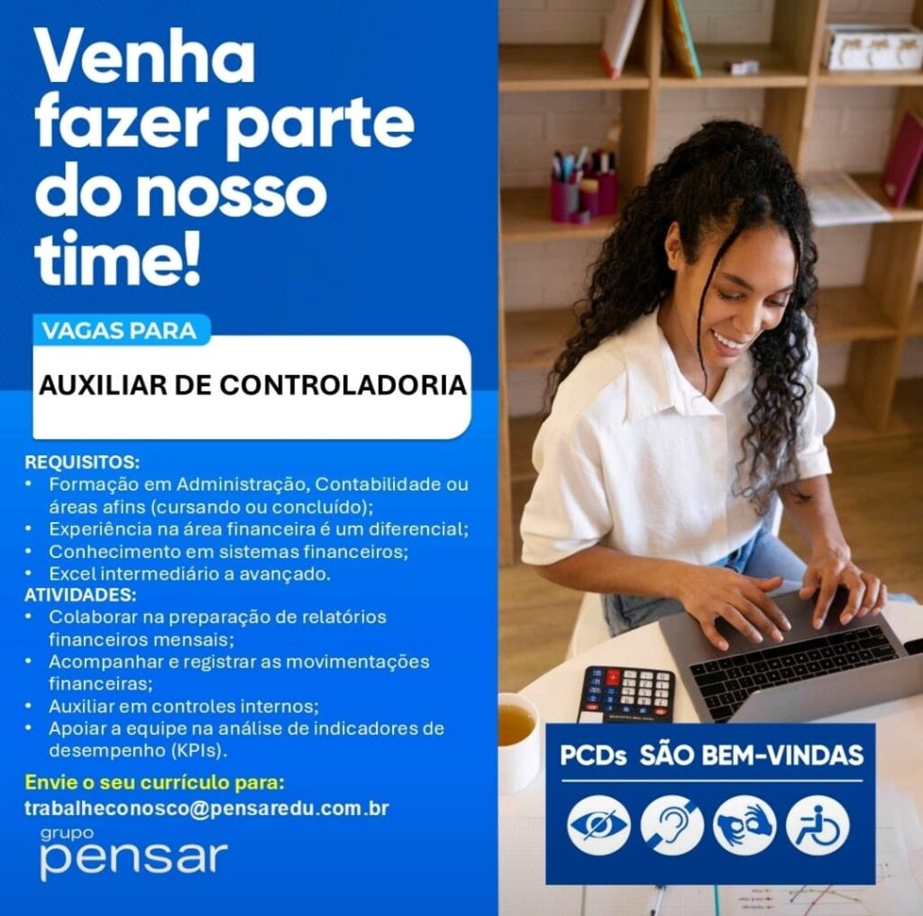 Vaga para Auxiliar de Controladoria
