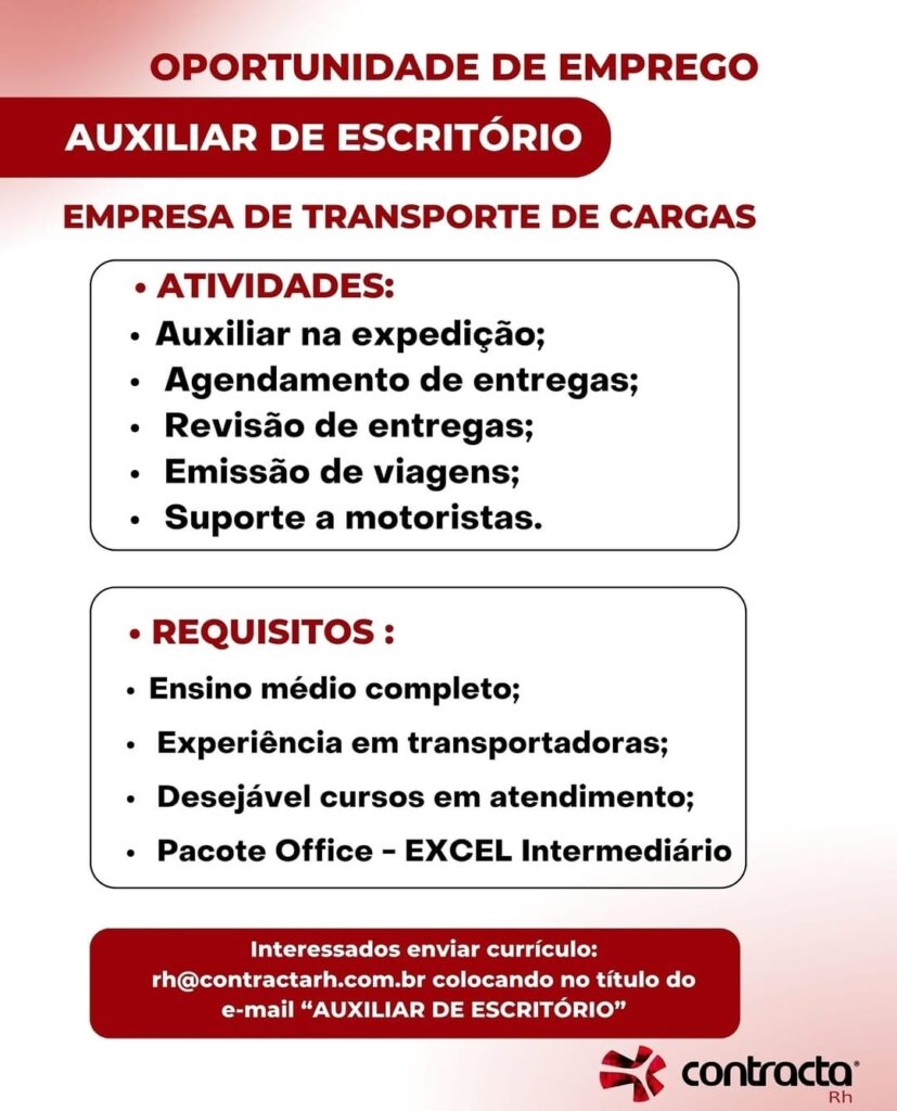 Vaga para Auxiliar de Escritório