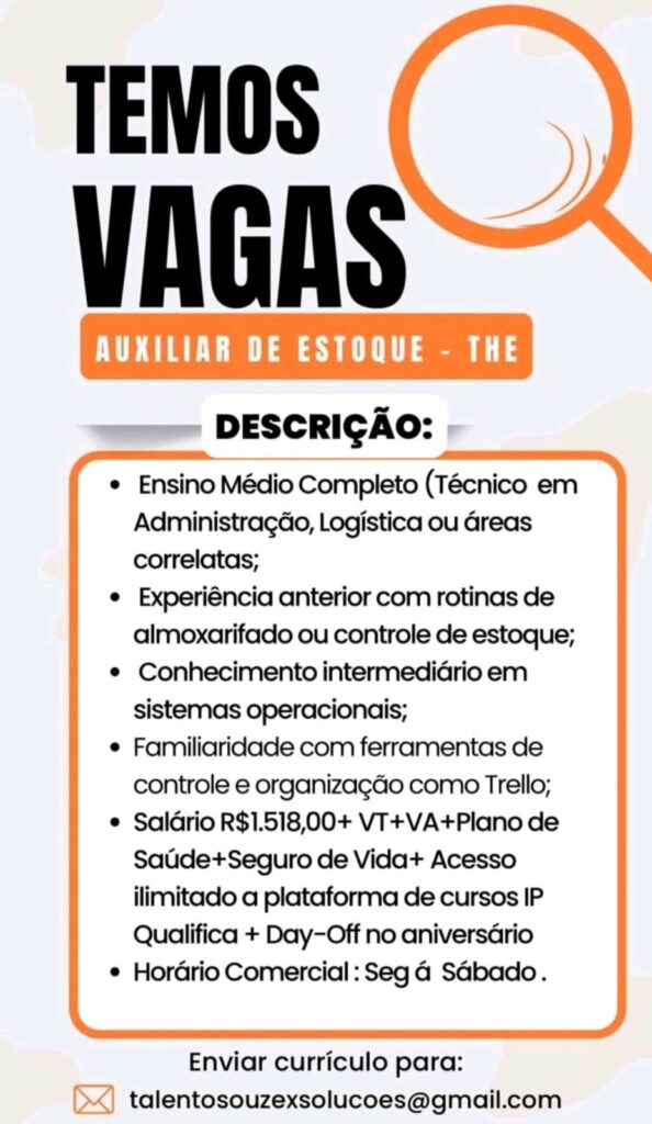 Vaga para Auxiliar de Estoque
