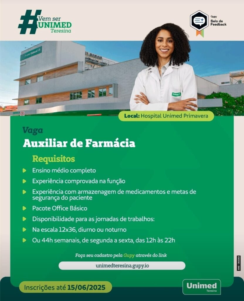 Vaga para Auxiliar de Farmácia