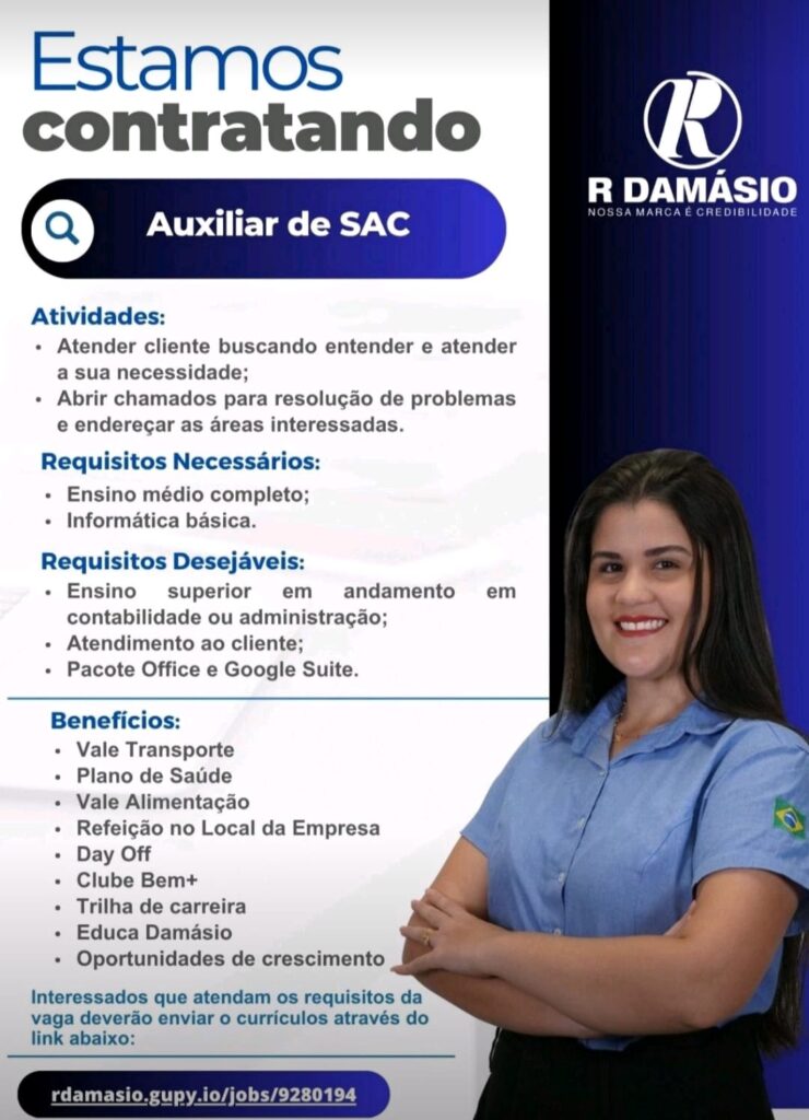 Vaga para Auxiliar de SAC