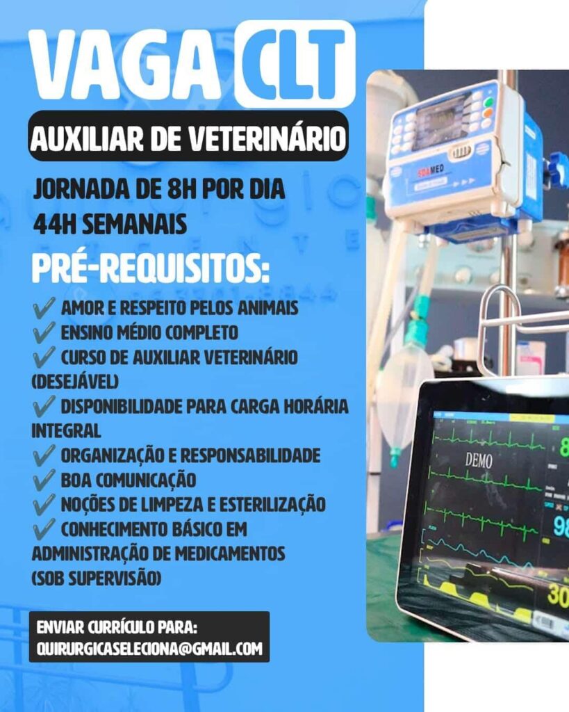 Vaga para Auxiliar de Veterinário