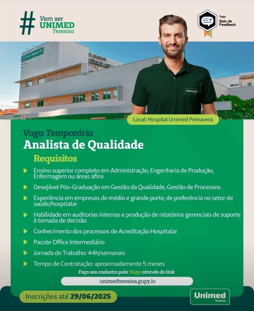 Vaga para Analista de Qualidade