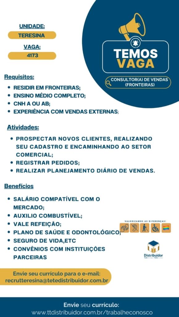 Vaga para Consultor(a) de Vendas em Fronteiras