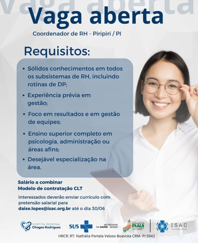 Vaga para Coordenador de RH em Piripiri