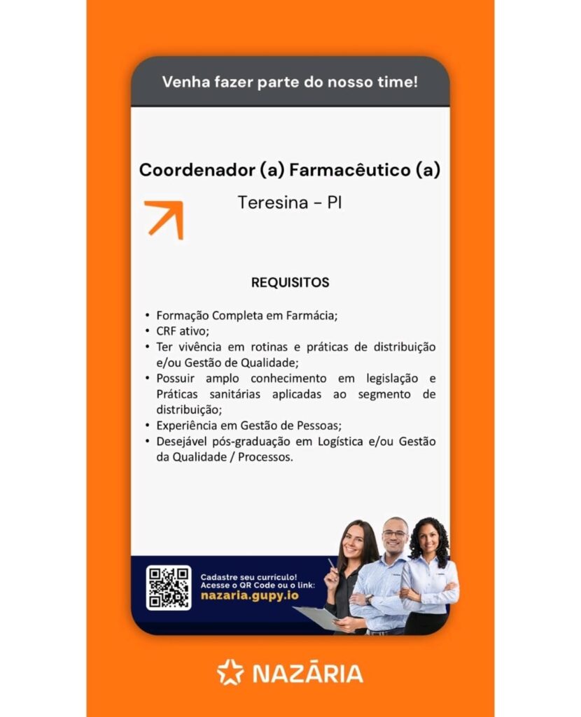 Vaga para Coordenador(a) Farmacêutico(a)