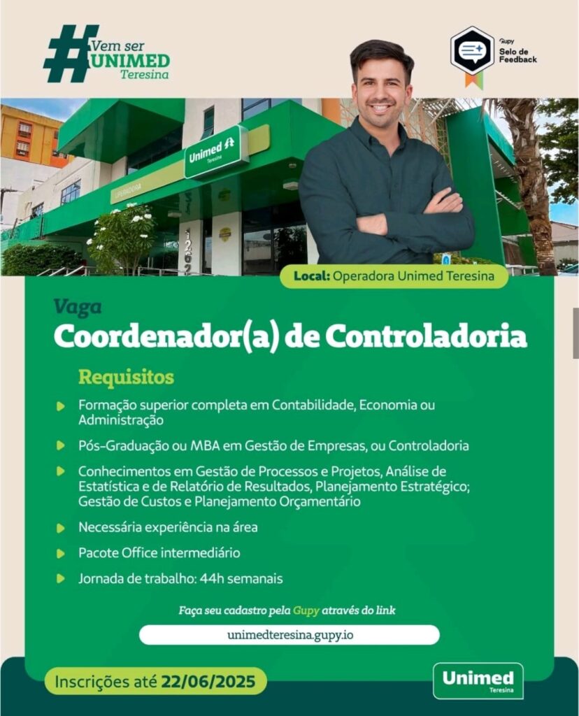 Vaga para Coordenador(a) de Controladoria