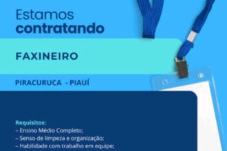 Vaga para Faxineiro em Piracuruca