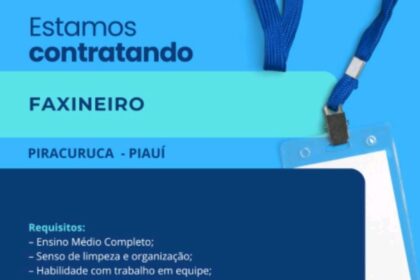 Vaga para Faxineiro em Piracuruca