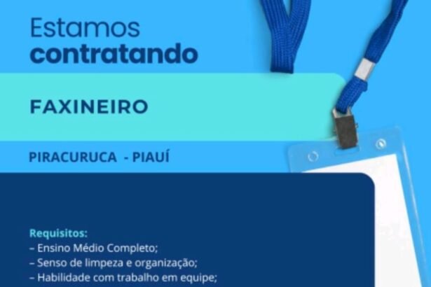 Vaga para Faxineiro em Piracuruca